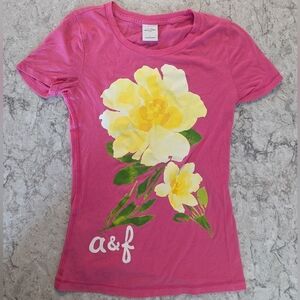 A&F Pink Floral Graphic Tee